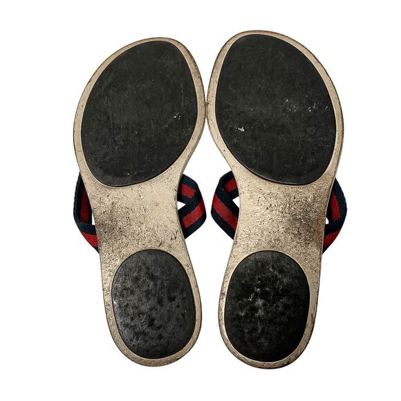 Gucci GG Web Stripe Thong Sandals EU 36.5 US 6.5 White Flip Flop Slide Flat Heel - Picture 9 of 11